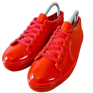 Melissa Women's Jelly PVC Lace  up Low Top Red Sneakers Shoes Size 8.